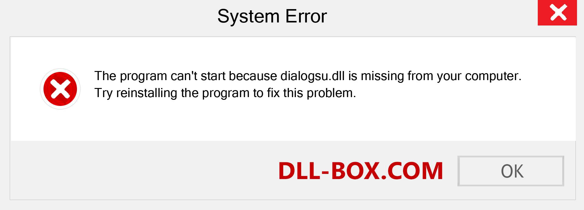  dialogsu.dll file is missing?. Download for Windows 7, 8, 10 - Fix  dialogsu dll Missing Error on Windows, photos, images