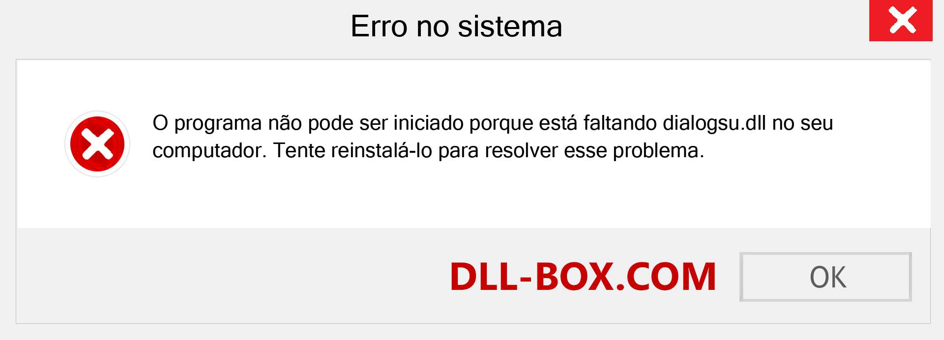 Arquivo dialogsu.dll ausente ?. Download para Windows 7, 8, 10 - Correção de erro ausente dialogsu dll no Windows, fotos, imagens